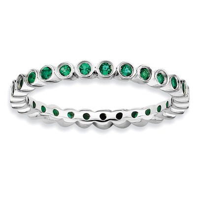 Created Emerald Ring - Sterling Silver QSK366, MPN: QSK366, 883957125459