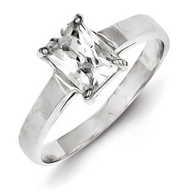 Solitaire Emerald Diamond Ring Sterling Silver QR28, MPN: QR28, 883957250809