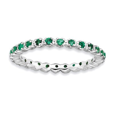 Created Emerald Ring - Sterling Silver QSK354, MPN: QSK354, 886774000770