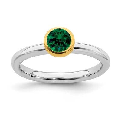 Cr. Emerald Ring Sterling Silver Gold-plated QSK1879, MPN: QSK1879, 191101717628