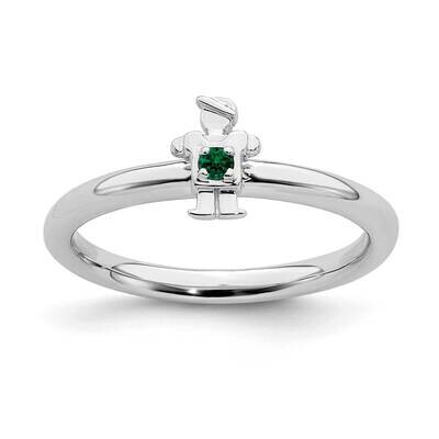 Cr. Emerald Boy Ring Sterling Silver Rhodium-plated QSK1915, MPN: QSK1915, 191101719769