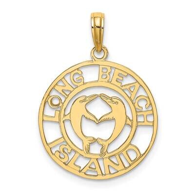 Long Beach Island with Dolphins Charm 14k Gold K7896, MPN: K7896, 637218044191
