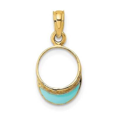 Aqua Enameled Beach Sun Visor Charm 14k Gold K6759, MPN: K6759, 637218121922