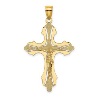 Cut-Out Crucifix with Spade Tips Charm 14k Gold Textured K8441, MPN: K8441, 883957955599