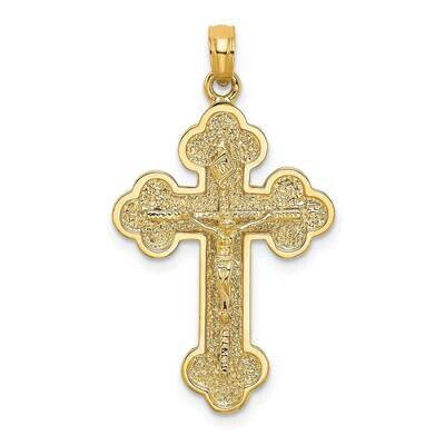 Crucifix with Spade Tips Charm 14k Gold 2-D K8470, MPN: K8470, 637218041756