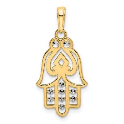 Spade Symbol Hamsa Pendant 14k Gold &amp; White Rhodium Diamond-Cut M2946, MPN: M2946, 196904082539