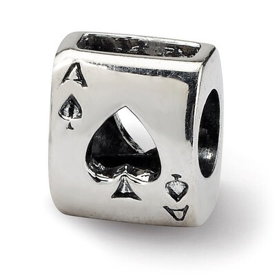 Ace Card Bead - Sterling Silver QRS314, MPN: QRS314, 883957722108