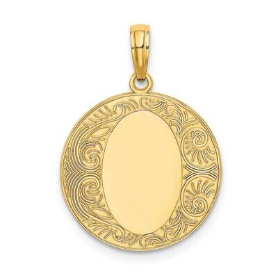 Circle Engraveable Center Charm 14k Gold K6629, MPN: K6629, 637218004348