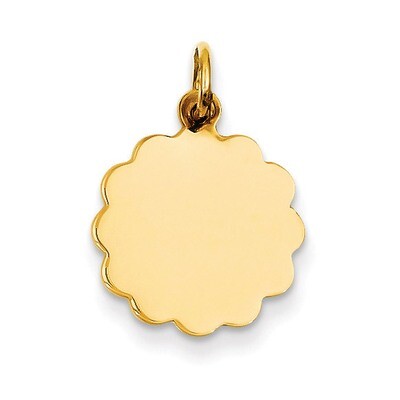 0.013 Gauge Engravable Scalloped Disc Charm 14k Gold XM164/13, MPN: XM164/13, 883957416229