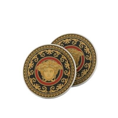 Versace Medusa Red Coasters Porcelain Set of Two, MPN: 14214-102721-29151, 790955158924