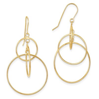 Circles Dangle Earrings 14k Gold Polished TL997, MPN: TL997, 883957018065
