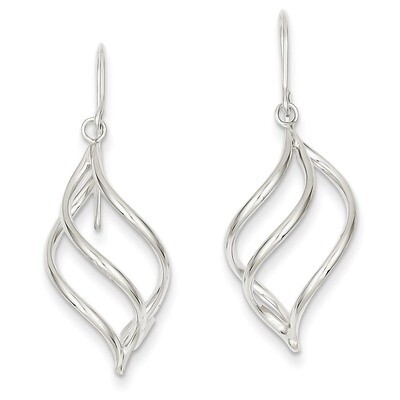 Swirl Dangle Earrings 14k White Gold Z1155, MPN: Z1155, 886774563763