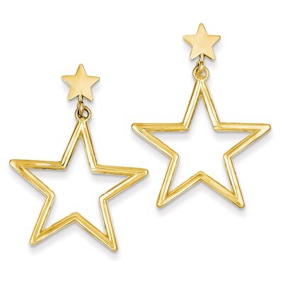 Star Dangle Post Earrings 14k Gold TM785, MPN: TM785, 883957019277
