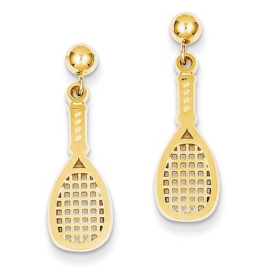 Racquet Dangle Post Earrings 14k Gold Polished S1134, MPN: S1134, 886774761572