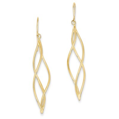 Long Twisted Dangle Earrings 14k Gold Polished TL832, MPN: TL832, 886774562865