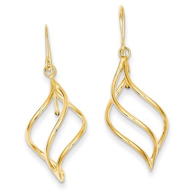 Short Twisted Dangle Earrings 14k Gold Polished TL830, MPN: TL830, 886774562858