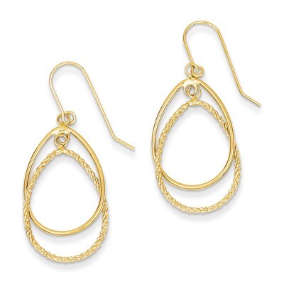 Ovals Dangle Earrings 14k Gold Polished and Textured TL947, MPN: TL947, 883957007403