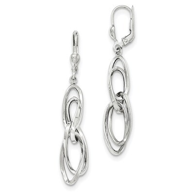 Polished Dangle Leverback Earrings 14k white Gold TH876, MPN: TH876, 868044149976