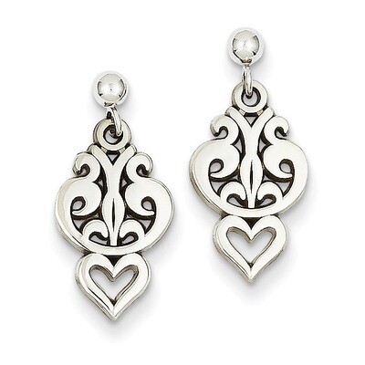 Filigree Heart Dangle Earrings 14k White Gold K1386, MPN: K1386, 883957010878