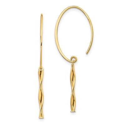 Twist Bar Dangle Earrings 14k Gold TH985, MPN: TH985, 886774037493