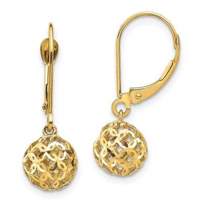 Bead Dangle Leverback Earrings 14k Gold YE1871, MPN: YE1871, 716838310012