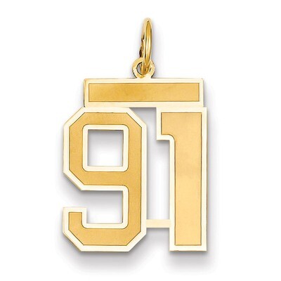 Number 91 Charm 14k Gold Medium Satin LSM91, MPN: LSM91, 883957076492
