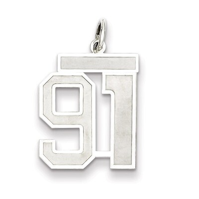 Pendant Number 91 Satin Sterling Silver Medium QPM91, MPN: QPM91, 883957127699