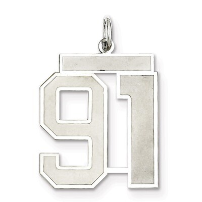 Pendant Number 91 Satin Sterling Silver Large QPP91, MPN: QPP91, 191101282300