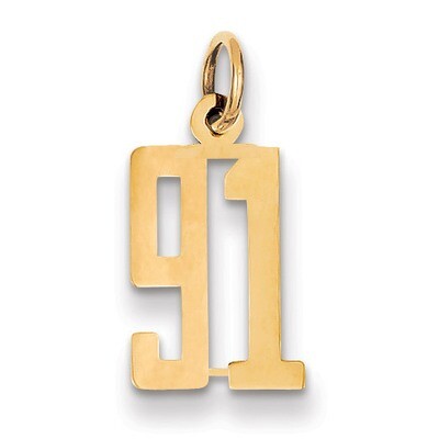 Number 91 Charm 14k Gold Small Polished Elongated LES91, MPN: LES91, 883957317823
