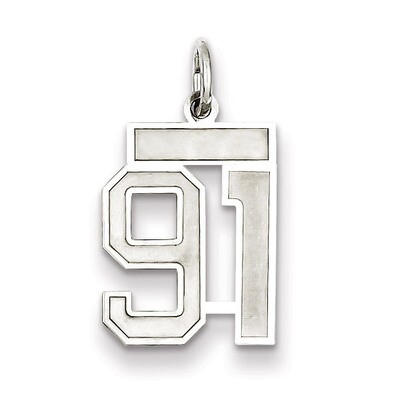 Charm Number 91 Satin Sterling Silver Small QPS91, MPN: QPS91, 191101283192