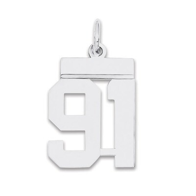 Pendant Number 91 Polished Sterling Silver Small QSS91, MPN: QSS91, 883957102368