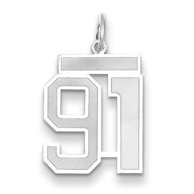 Number 91 Charm Medium Satin 14k white Gold WSM91, MPN: WSM91, 883957079530