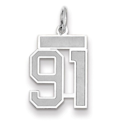 Number 91 Charm Small Satin 14k white Gold WSS91, MPN: WSS91, 883957072869