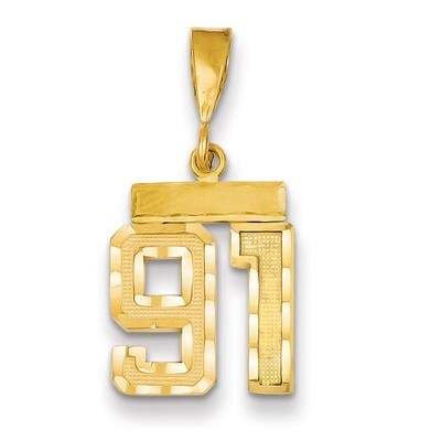 Number 91 Charm 14k Gold Small Diamond-cut SN91, MPN: SN91, 883957111315