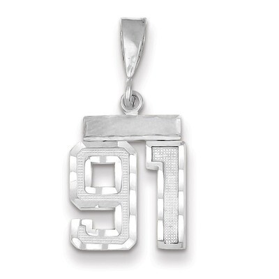 Number 91 Charm Small Diamond -cut 14k white Gold WSN91, MPN: WSN91, 883957119717