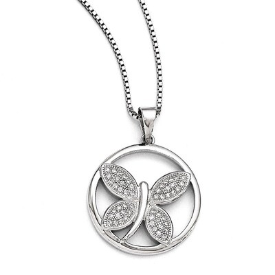 Butterfly Necklace Sterling Silver &amp; Cubic Zirconia QMP365-18, MPN: QMP365-18, 886774559315