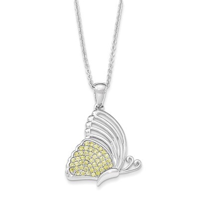 Never Give Up Butterfly 18 Inch Necklace Sterling Silver with Diamonds QSX611, MPN: QSX611, 8867745…