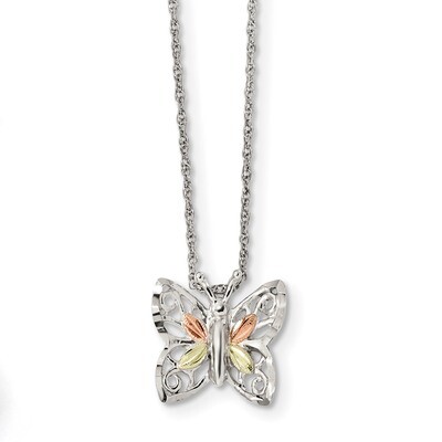 Butterfly Necklace 9.5 Inch 12k Gold Sterling Silver QBH258-18, MPN: QBH258-18, 31902141423