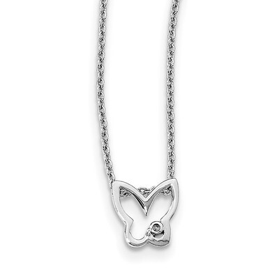 Butterfly Necklace Diamond Sterling Silver QW451-18, MPN: QW451-18, 883957955063