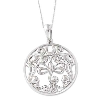 Lovebug 18 Inch Butterfly Necklace Sterling Silver with Diamonds QSX459, MPN: QSX459, 886774974606