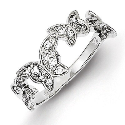 Butterfly Diamond Ring Sterling Silver QR2093, MPN: QR2093, 191101284038