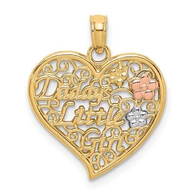 Daddy&#39;S Little Girl Filigree Heart with Flowers Charm 14k Tri-Color Gold K9562, MPN: K9562, 6372181…