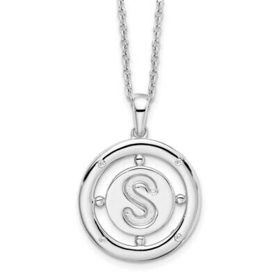 White Ice .025Ct. Diamond Initial S Necklace Sterling Silver QW499S-18, MPN: QW499S-18, 191101479069