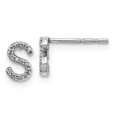 Initial S Earrings 14k White Gold Diamond EM4169S-008-WA, MPN: EM4169S-008-WA, 883957376578