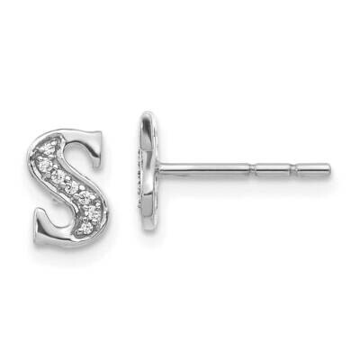 Initial S Earrings 14k White Gold Diamond EM4170S-005-WA, MPN: EM4170S-005-WA, 883957261874