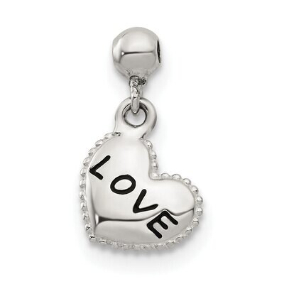 Love Heart Charm Sterling Silver Enamel Dangle QMM142, MPN: QMM142,