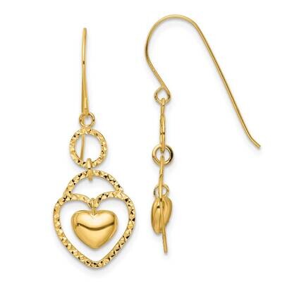 Diamond-Cut Open Heart Heart Charm Earrings 14k Gold TE965, MPN: TE965, 191101731860