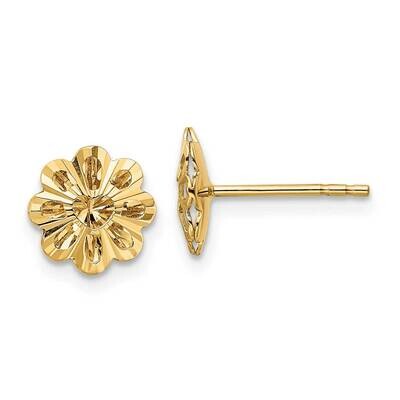 Diamond-Cut Snowflake Post Earrings 14k Gold Polished TE971, MPN: TE971, 883957984438