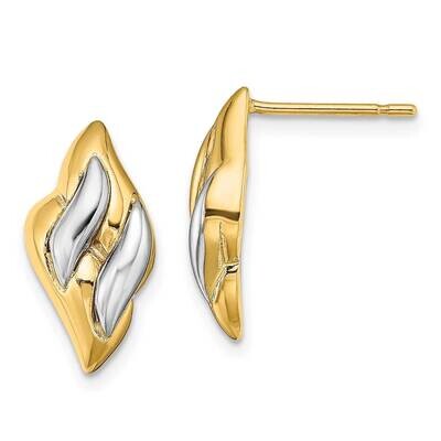 Polished Marquise Post Earrings 14k Gold Rhodium TE953, MPN: TE953, 883957983684