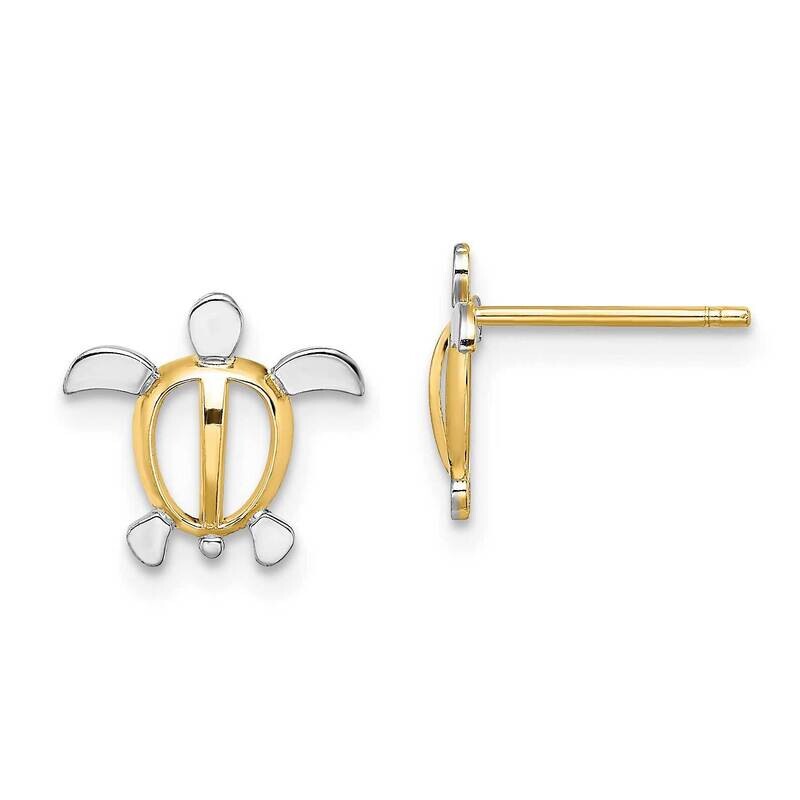 Sea Turtle Post Earrings 14k Gold Rhodium TE939, MPN: TE939, 883957956329